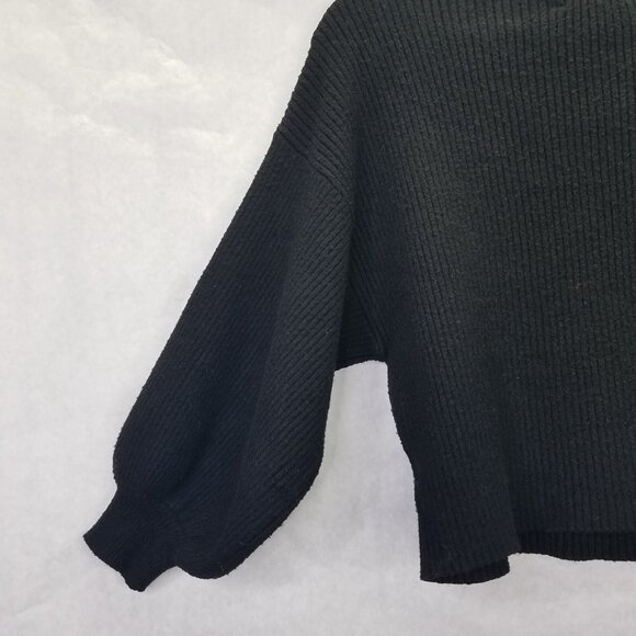 LINE & DOT Revolve Sweater Women's S Black Balloon Sleeve Pullover Rib Knit - Picture 3 of 15
